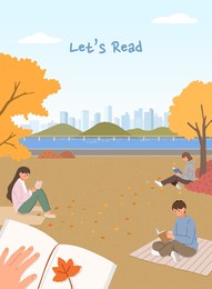 reading season autumn illustration, korea