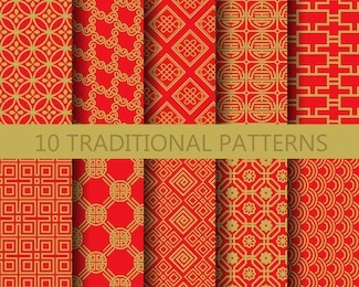 10 different chinese vector seamless patterns. endless texture can be used for wallpaper, pattern fills, web page background,surface textures.