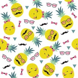 seamless pineapple faces pattern vector illustration