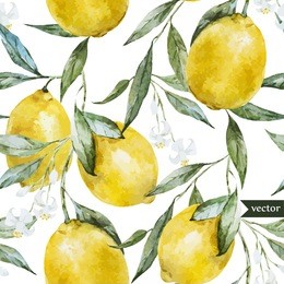 lemon, watercolor pattern, background, fruit, wallpaper, painting, drawing