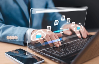 cloud transmission data download management, exchange file copy, dms loading. data transfer technology concept. ftp(file transfer protocol). move file to smartphone, computer network, recovery backup