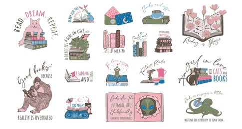 sticker book lover bundle, book lover, reading stickers, literary quotes, cat stickers, book-themed art, bibliophile gifts, reading accessories, bookworm stickers, book puns, reading motivation, 