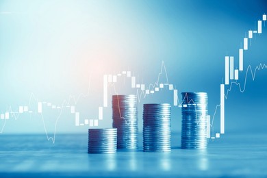 stock market or forex trading graph and candlestick chart suitable for financial investment concept. economy trends background for business idea and all art work design