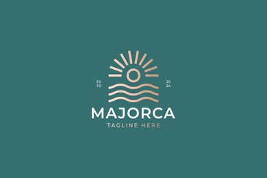 beach summer logo vintage gold for business travel vacation resort hotel tropical