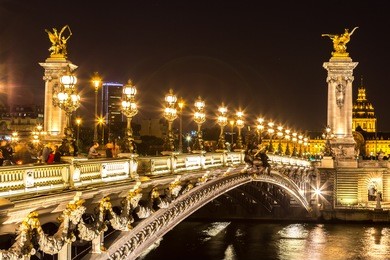 bridge of the alexandre iii in a beautiful summer day in paris, france