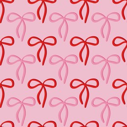 bows seamless pattern background in pink and red colours.