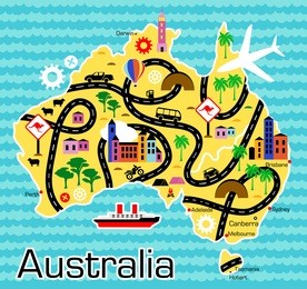 cartoon map of australia