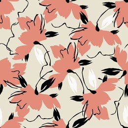 all over flower digital printed pattern digital textile design hand draw motifs beautiful flowers abstract geometric seamless patterns.