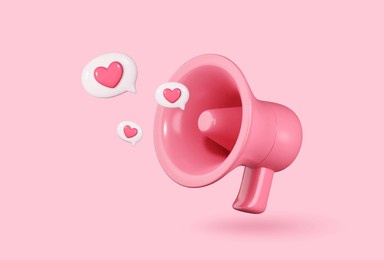 3d megaphone speaker designed for announcing valentine's day messages, featuring romantic emojis. ideal for festive decorations, love icons, and heart-themed announcements.