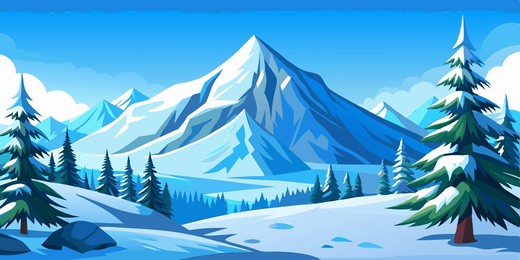 a stunning winter landscape with snow-capped mountains and a serene forest. perfect for creating a tranquil and peaceful atmosphere in your designs, this image evokes the beauty of winter.