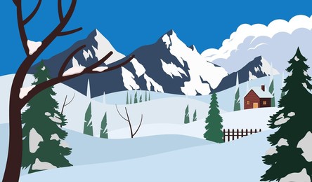 winter landscape and mountain background
