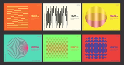 minimal bauhaus abstract posters set. swiss design composition with geometric shapes. optical illusion background.