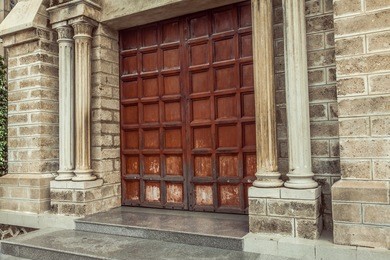 the doors of the church  in nha trang cathedral, nha trang, vietnam.