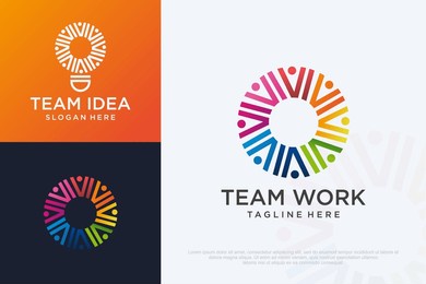 human community logo design. people work. symbol for teamwork,social group, etc. vector illustration