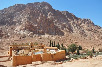mountain cloister landscape. saint catherine's monastery in sinai peninsula, egypt. 