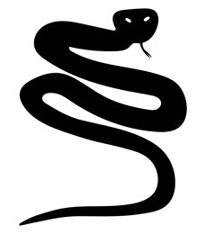 black silhouette of a snake with its tongue out, vector illustration