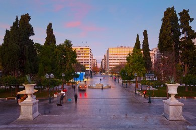 syntagma square in the centre of athens, greece.
