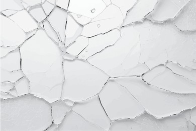 broken glass texture, vector illustration. shattered and cracked surface with jagged edges, scattered pieces, and realistic damage.