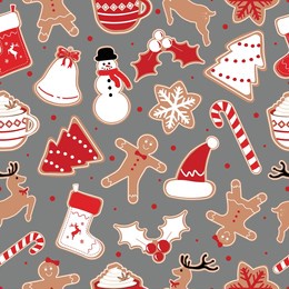 christmas seamless pattern. christmas and new year holiday repeatable pattern. decorative elements texture for wallpaper, gift wrapping paper, card or banner template or fabric textile prints.