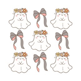 draw doodle vector coquette ghost flower for halloween autumn fall season printable sublimation shirt