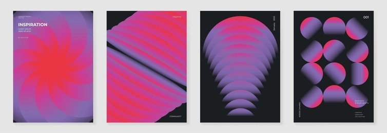 modern gradient poster background vector set. minimalist cover template with monotone perspective geometric prism shapes collection. ideal design for social media, cover, banner, flyer.