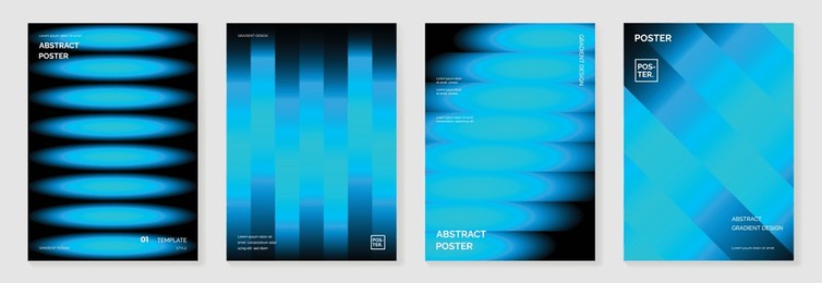 modern gradient poster background vector set. minimalist cover template with monotone perspective geometric prism shapes, halftone collection. ideal design for social media, cover, banner, flyer.