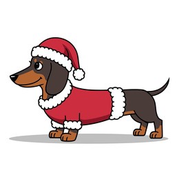 cute dachshund in santa costume christmas illustration