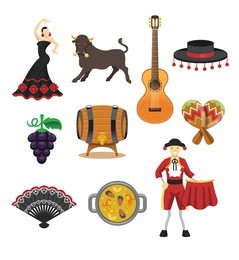 spain vector icon set 