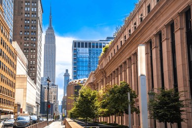 new york city train station and famous landmark steret view, united state of america