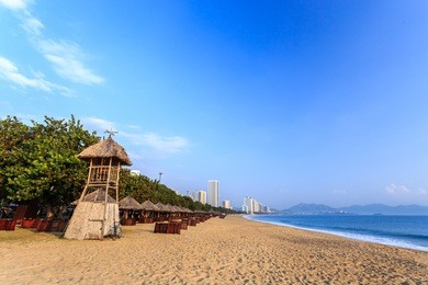 nha trang city beach, vietnam. early morning