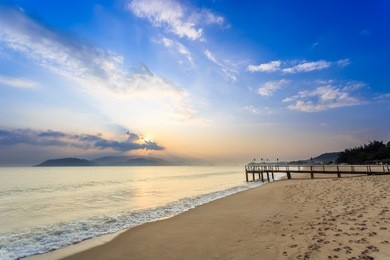 nha trang city beach, vietnam. early morning