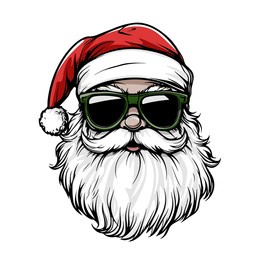 modern santa wearing sunglasses vector design. trendy santa claus with red glasses and santa hat