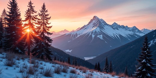 mountain winter landscape at sunset. background, nature, winter.