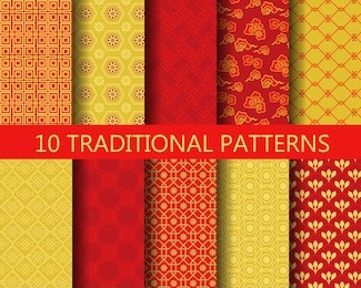 10 different chinese vector seamless patterns. endless texture can be used for wallpaper, pattern fills, web page background,surface textures.