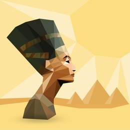 egyptian queen nefertiti - vector illustration in low poly style