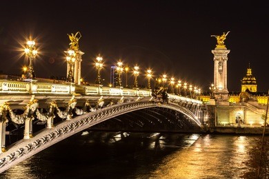 bridge of the alexandre iii in a beautiful summer day in paris, france
