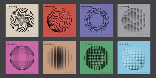 abstract geometric circle pattern vector design. cool vintage electronic music album cover. swiss design print. bauhaus poster.