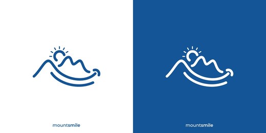 abstract mountain smile logo. mountain, hill, peaks, summit and smile. mountains linear outline logo icon symbol vector design inspiration.