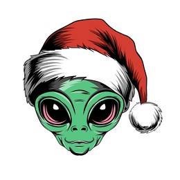vector design of alien head image wearing christmas hat