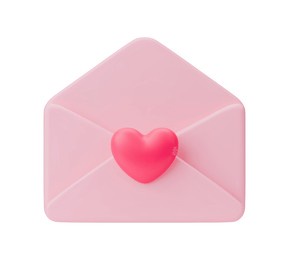 open pink love mail. 3d vector illustration of envelope with a heart message of love, love email. pink open envelope. love letter isolated on a white background