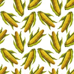 vector seamless pattern with corn. hand drawn vector illustration.