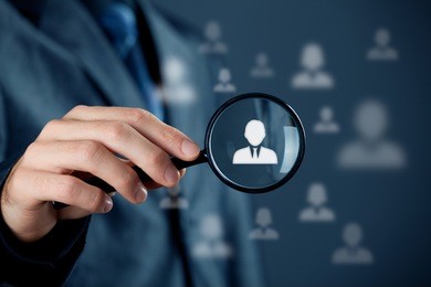 individual customer service care, personalization, marketing segmentation and targeting, customer relationship management (crm) and headhunter human resources concepts.