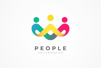people logo design, community human logo with gradient color, people logo design element, vector illustration