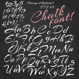 vector alphabet. hand drawn letters. chalk font on blackboard background