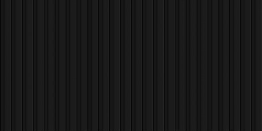 black metal texture panel background. abstract gray vertical wall, roof, siding, facade, fence. modern dark banner with empty place for advertising or product display. realistic vector illustration.