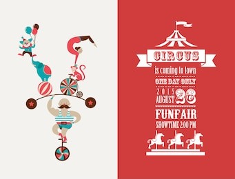 vintage poster with carnival, fun fair, circus vector background and illustration