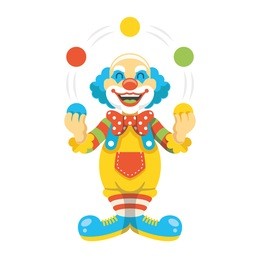 funny clown character vector illustration. creative trendy concept. modern graphic design elements. isolated on white background.