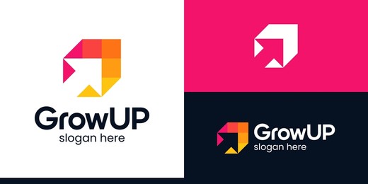 modern growth up logo design. arrow logo design graphic icon vector. symbols for business, marketing, finance and management companies.