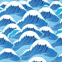 graphic pattern blue sea waves 