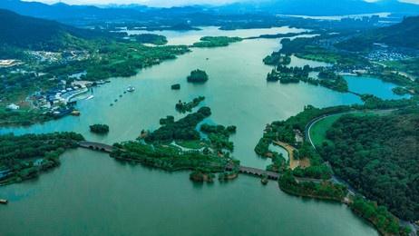 shaoxing city, zhejiang province - aerial photography of jiangnan water village